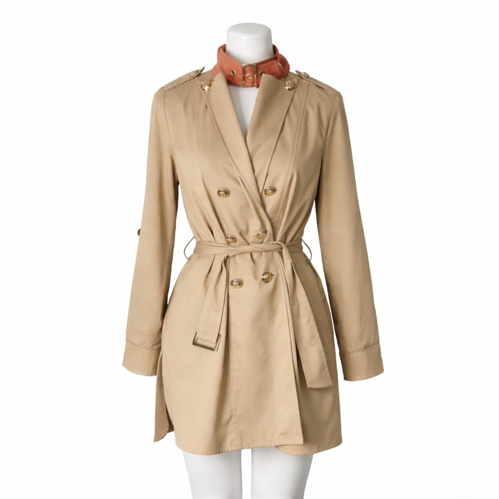 Trench Coat Belted Khaki Jacket Women's Small